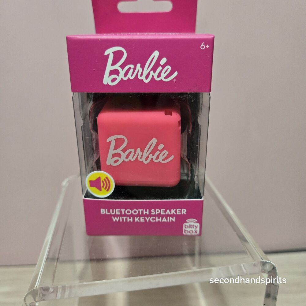 BARBIE Pink Bitty Box Mini Bluetooth Speaker W/ Keychain & Charger, 4H+ Playtime